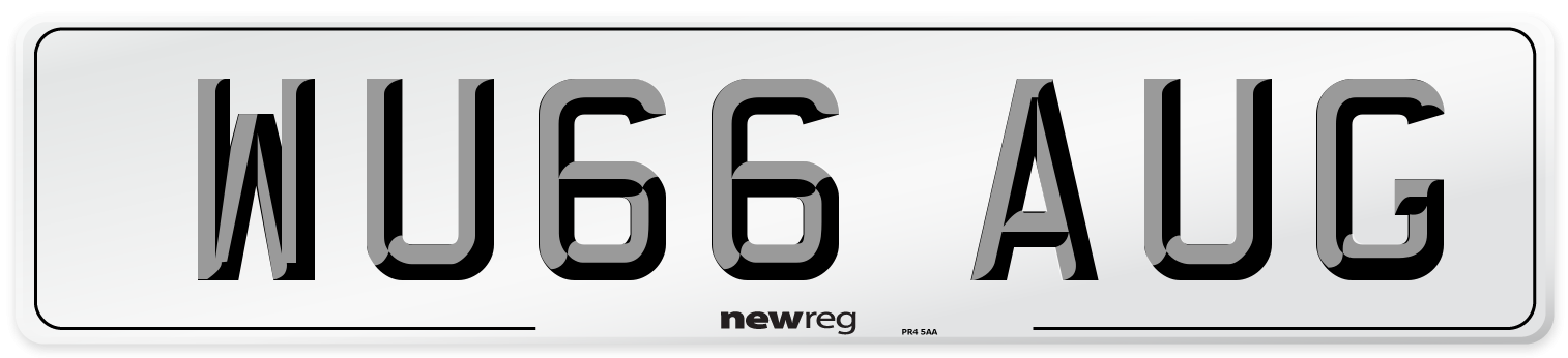 WU66 AUG Number Plate from New Reg